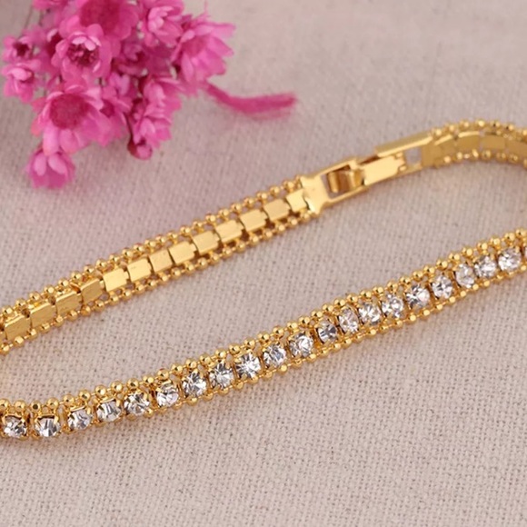❤️gorgeous all crystal rhinestone gold bracelet - Picture 4 of 5